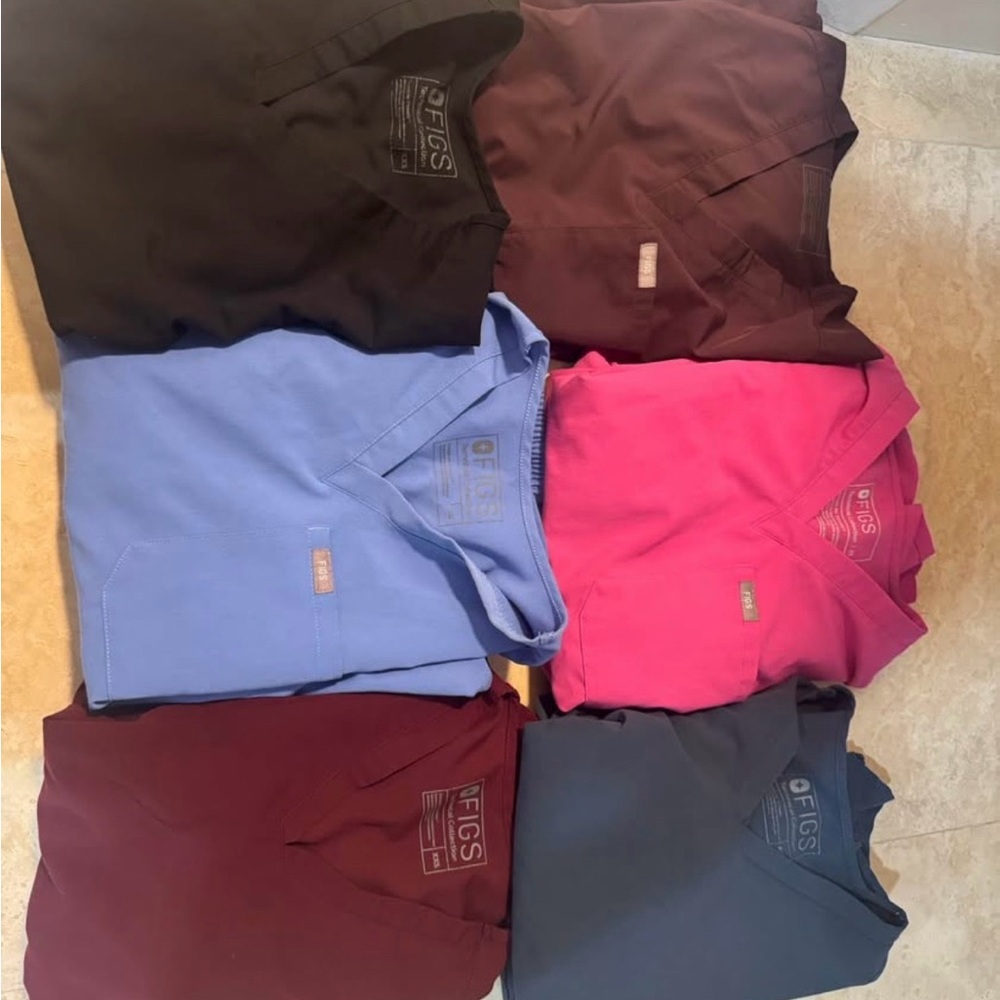 Figs  Scrubs in Burgundy, Black, Slate Blue, Brown, Light Blue, Pink 60 each